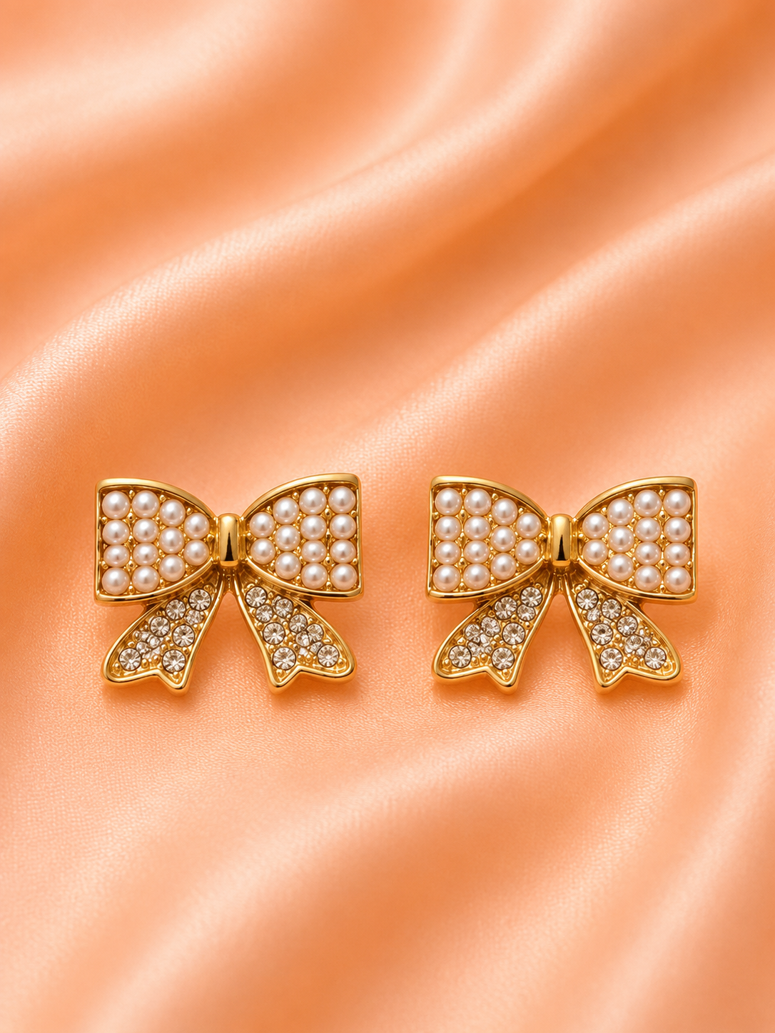 Pearl Bow Stud Earrings