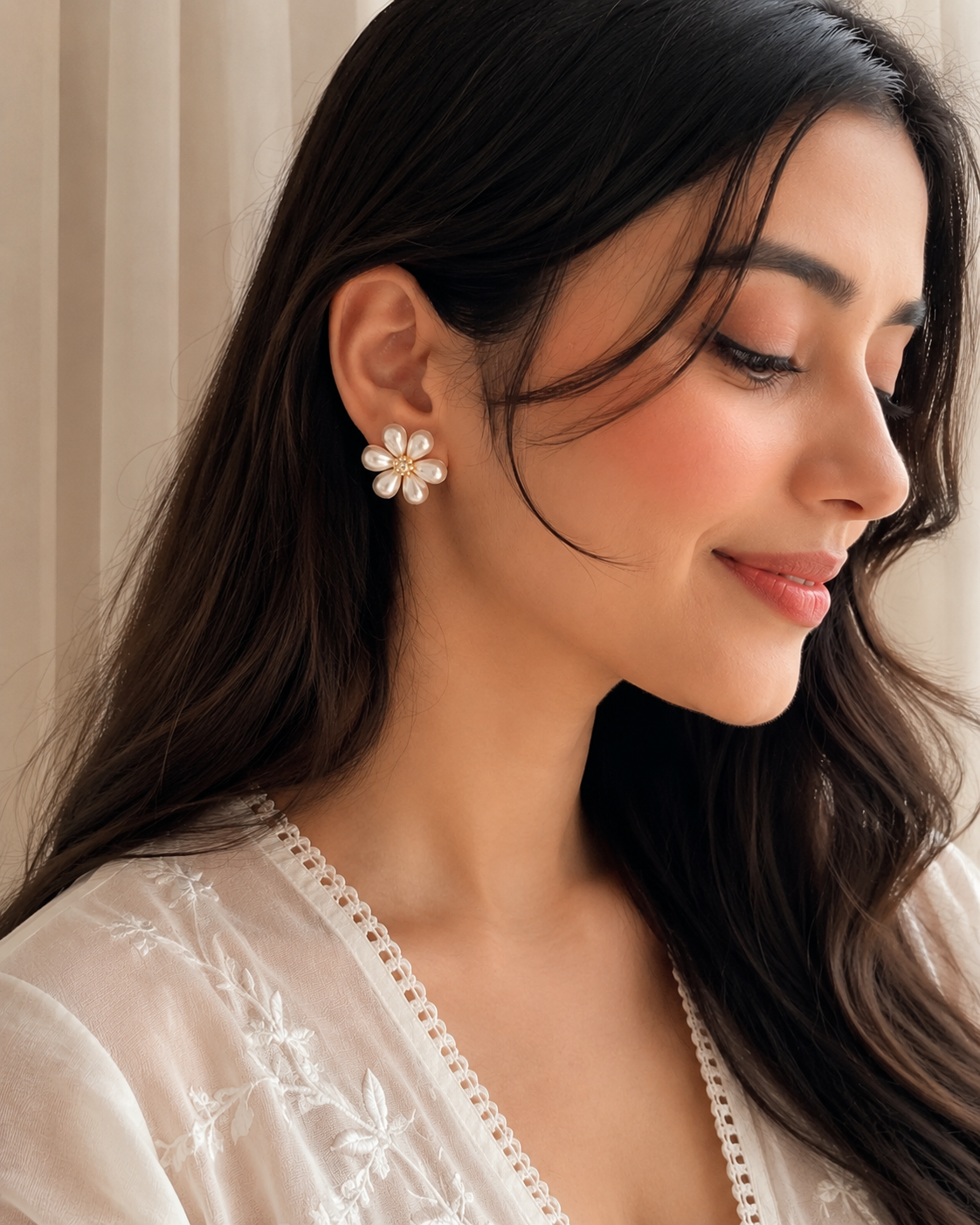 Pearl Flower Stud Earrings