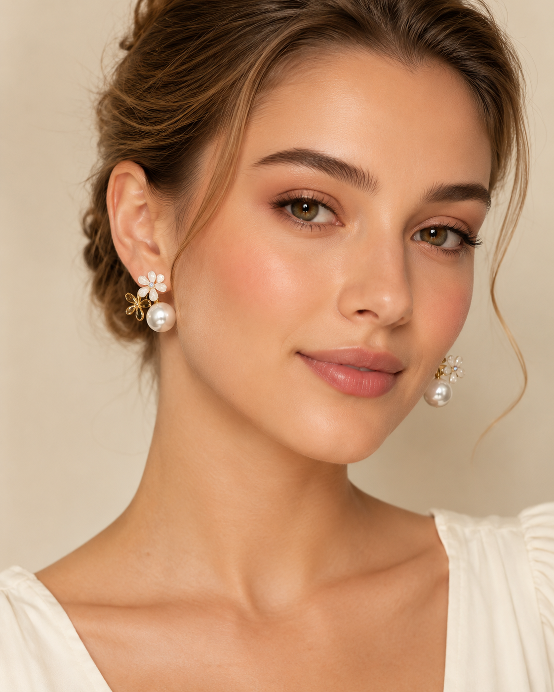 Floral Pearl Drop Earrings