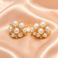 Gold Pearl Cluster Statement Earrings