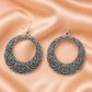 Oxidised Silver Round Hoop Earrings
