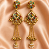 Antique Gold Multicolor Pearl Tassel Earrings | BME