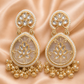 Pearl Kundan Lotus Drop Earrings