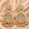 Pearl Kundan Lotus Drop Earrings