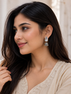 Oxidised Silver Kundan Jhumka Earrings