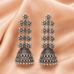 Oxidised Silver Floral Jhumka Earrings