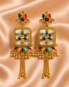 Multicolor Stone Square Dangling Earrings | BME
