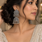 Traditional Oxidised Silver Geometric Jhumka Earrings for Women