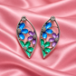 Silver Floral Enamel Leaf Earrings