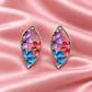 Silver Floral Enamel Leaf Earrings