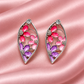 Silver Floral Enamel Leaf Earrings
