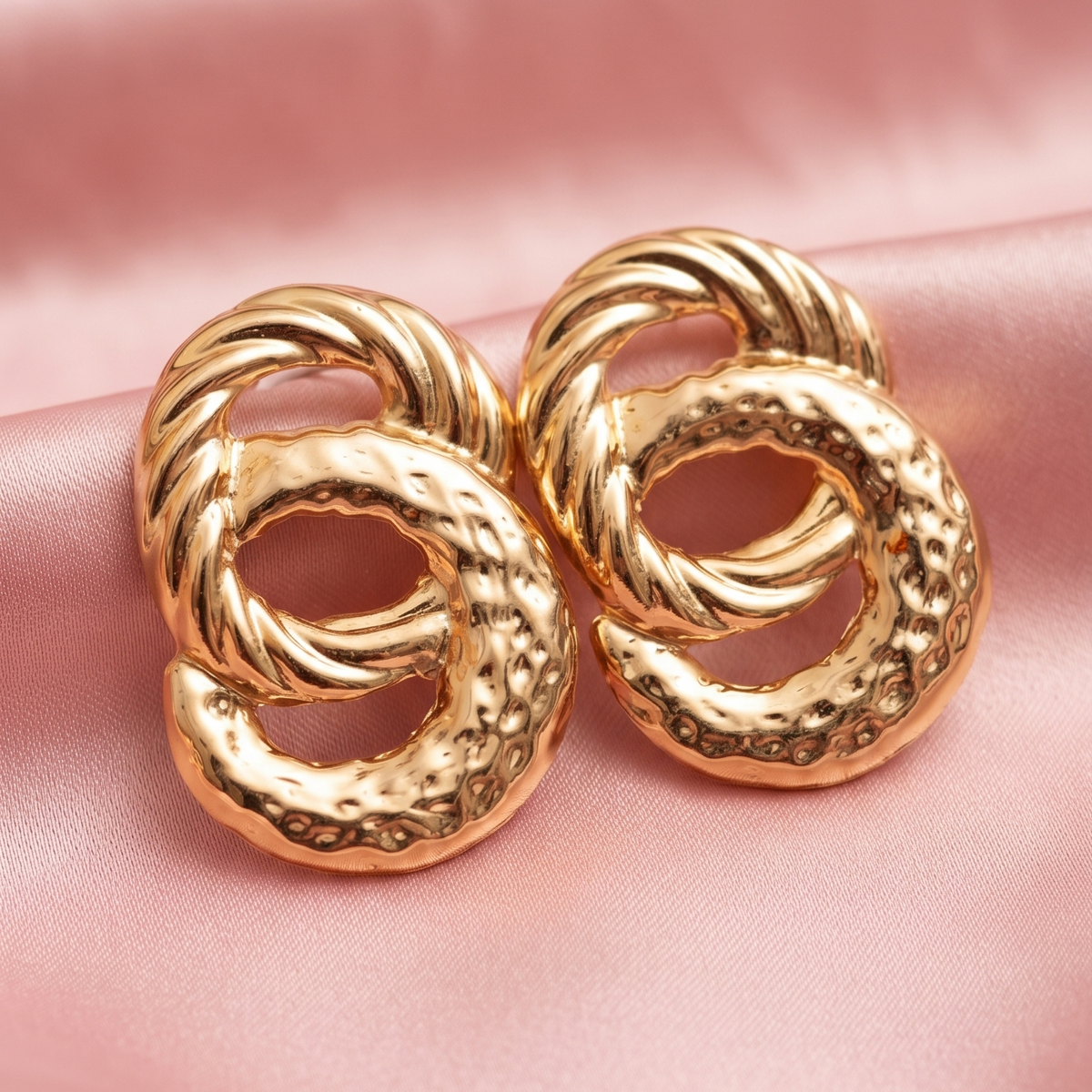Gold-Tone Textured Statement Earrings