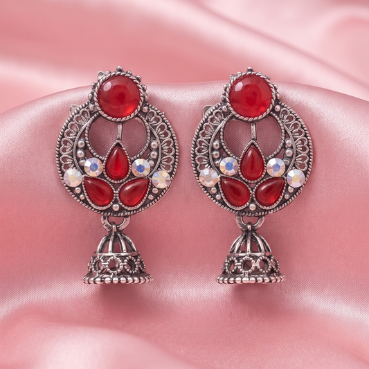 Oxidized Silver Jhumka Earrings for Women