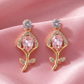 Gold Plated Crystal Floral Drop Earrings