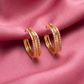Gold Triple-Layer Textured Hoop Earrings