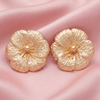 Trendy Gold-Tone Oversized Textured Floral Statement Stud Earrings for Women