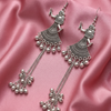 Oxidised Silver Dancing Girl Tassel Earrings