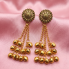 Antique Gold Ghungroo Chain Drop Earrings