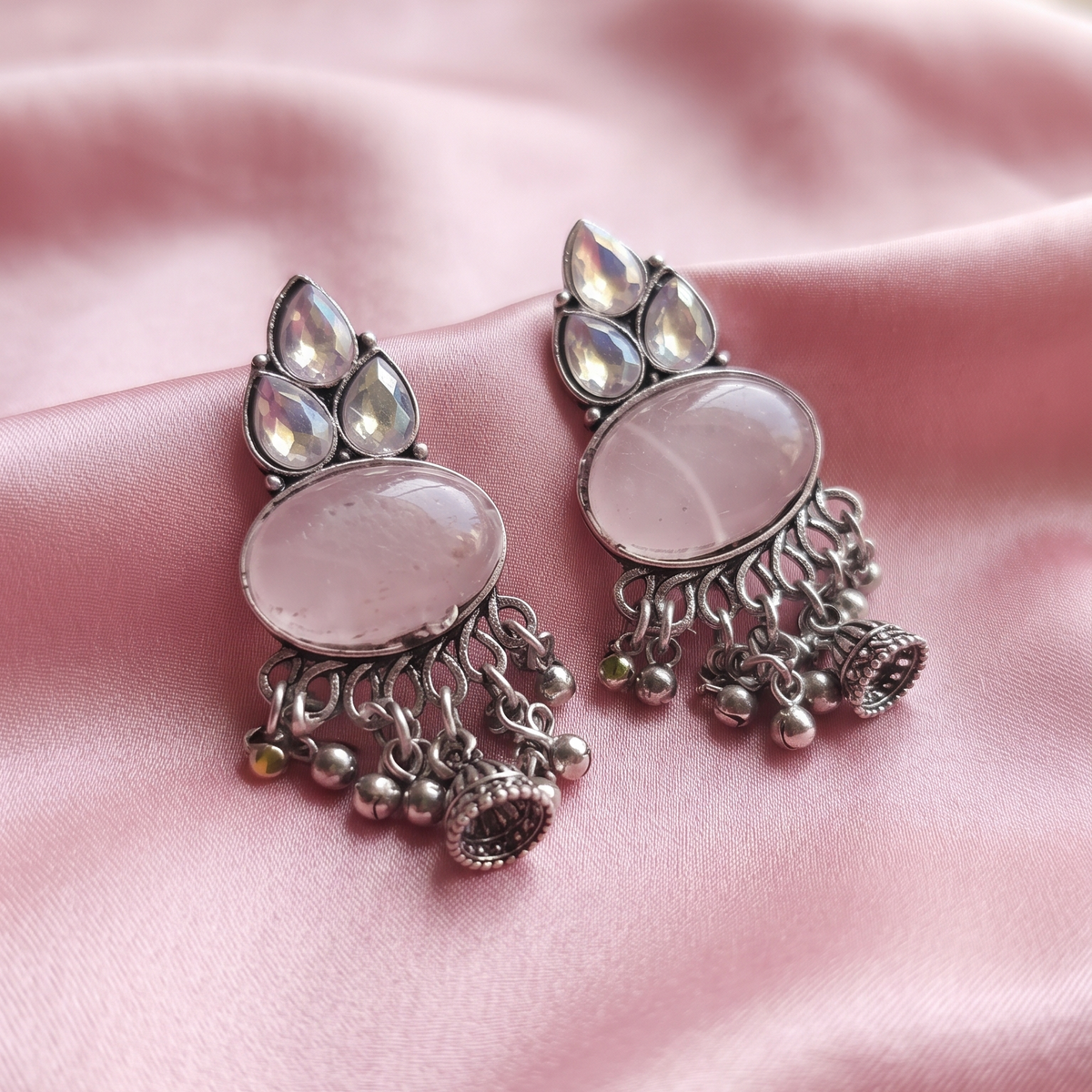 Oxidised Silver Jhumka Earrings