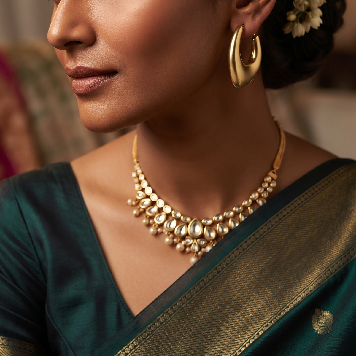 Trendy Gold-Tone Chunky U-Shaped Geometric Hoop Earrings for Women