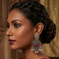 Oxidised Silver Peacock Chandbali Jhumka Earrings with Pearl Drops