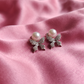Elegant Pearl & Crystal Butterfly Stud Earrings