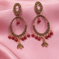 Antique Gold Green Beaded Chandbali Earrings