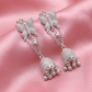 Silver Butterfly Chain Jhumka Earrings
