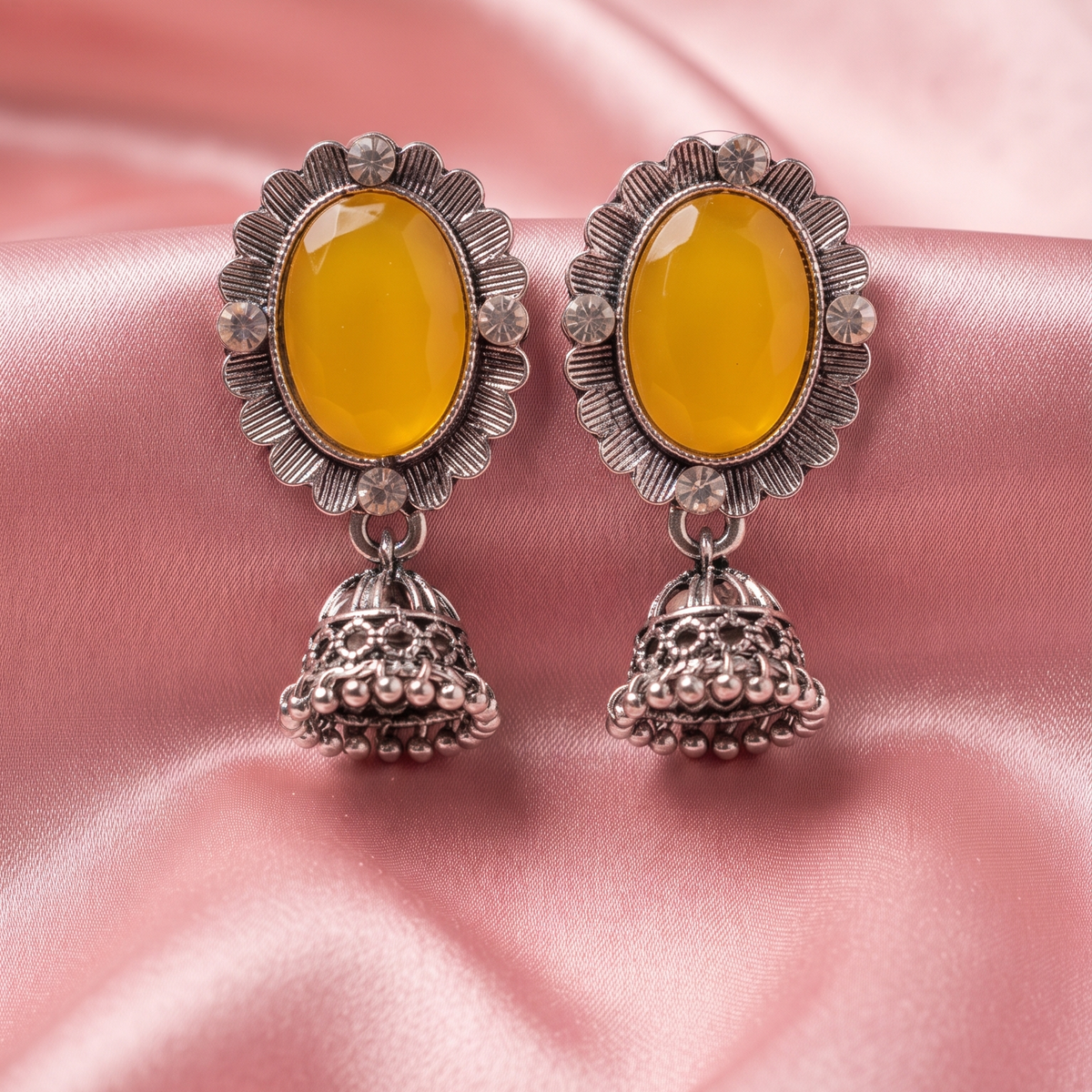 Oxidized Silver Jhumka Earrings for Women