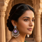 Oxidised Silver Stone & Pearl Drop Earrings – Multicolor