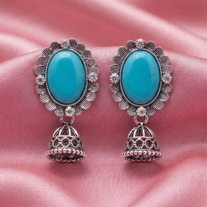 Oxidized Silver Jhumka Earrings for Women