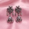Traditional Oxidised Silver Peacock Design Jhumka Earrings for Women
