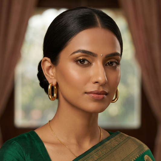 Gold Chunky Oval Hoop Earrings