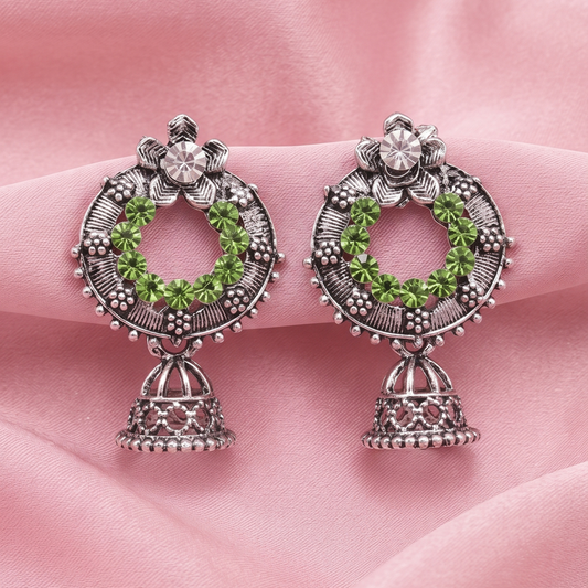 Oxidized Silver Jhumka Earrings for Women