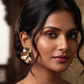 Gold-Tone Sculpted Floral Statement Earrings