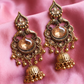 Antique Gold Kundan Elephant Jhumka Earrings