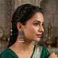 Oxidised Silver Sunburst Jhumka Earrings with White Pearl Drops