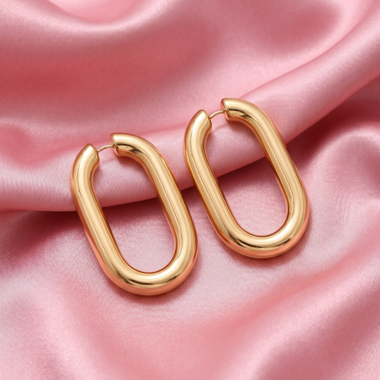Gold Chunky Oval Hoop Earrings