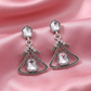 Silver Geometric Crystal Drop Earrings