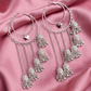 Silver Hoop Jhumka Chain Drop Earrings