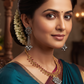Traditional Oxidised Silver Floral Stud Long Chain Earrings with Ghungroo Charms for Women