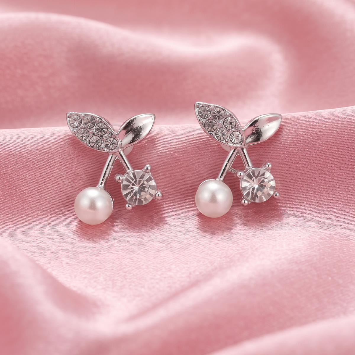 Silver-Tone Butterfly Pearl & Rhinestone Drop Earrings for Women
