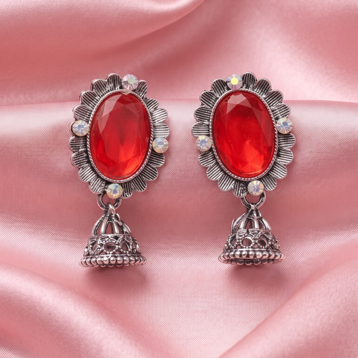 Oxidized Silver Jhumka Earrings for Women