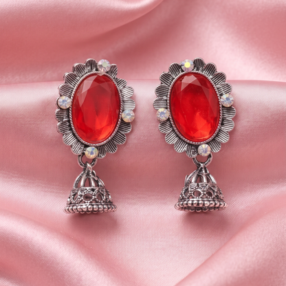 Oxidized Silver Jhumka Earrings for Women