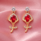 Gold Plated Crystal Floral Drop Earrings