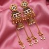 Antique Gold Multicolor Jhumka Chain Tassel Earrings