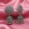Oxidised Silver Floral Jhumka Earrings
