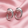 Silver Sculpted Hoop Earrings