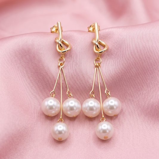 Gold-Tone Pearl Drop Dangle Earrings