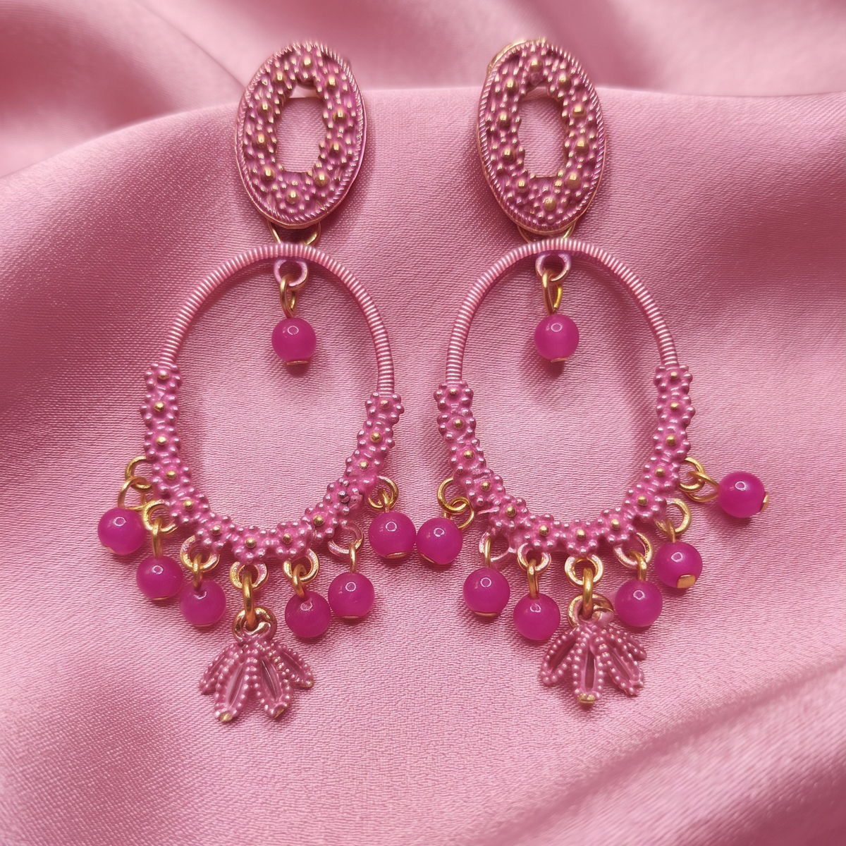 Antique Gold Green Beaded Chandbali Earrings